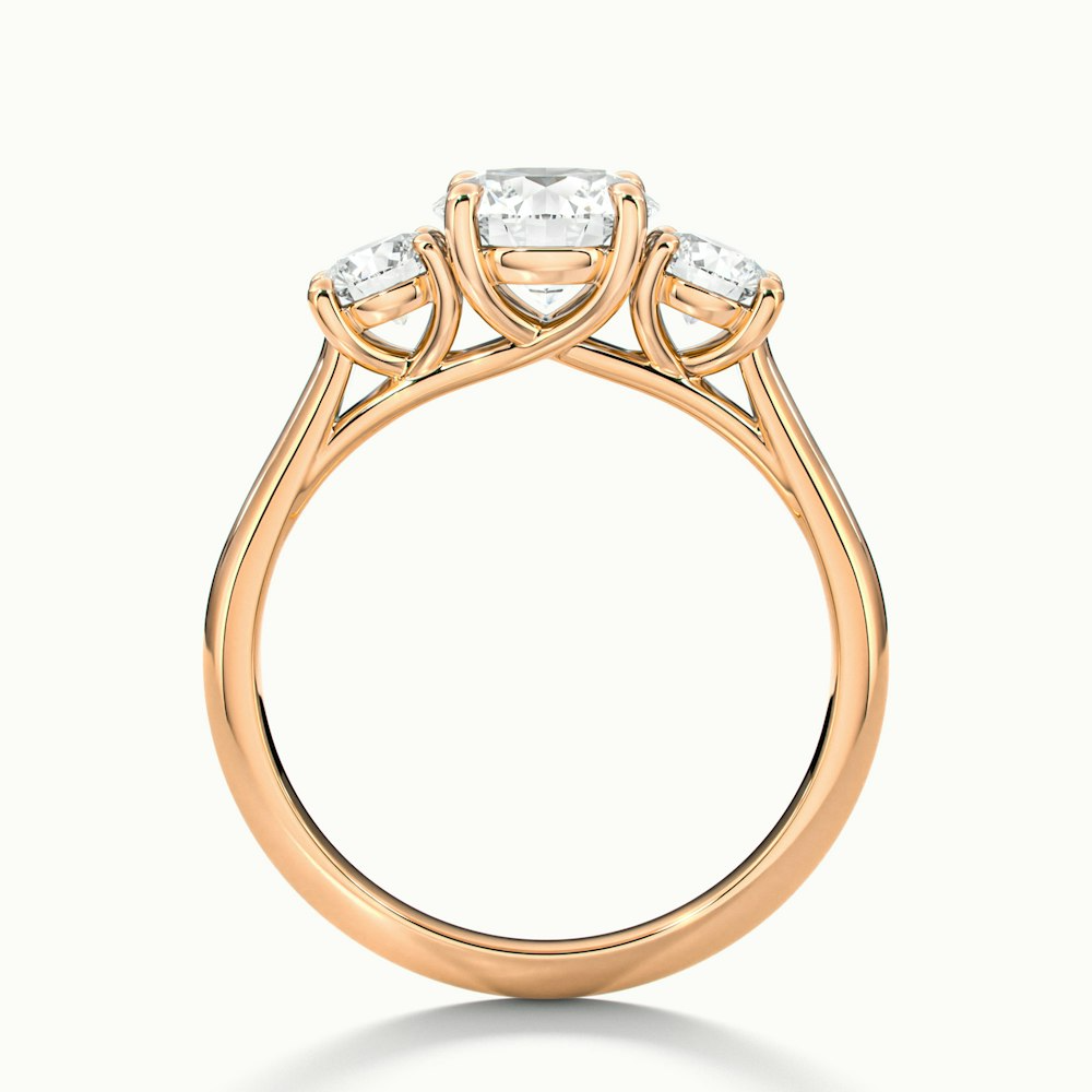 Lyra 2 Carat Round 3 Stone Lab Grown Engagement Ring in 14k Rose Gold