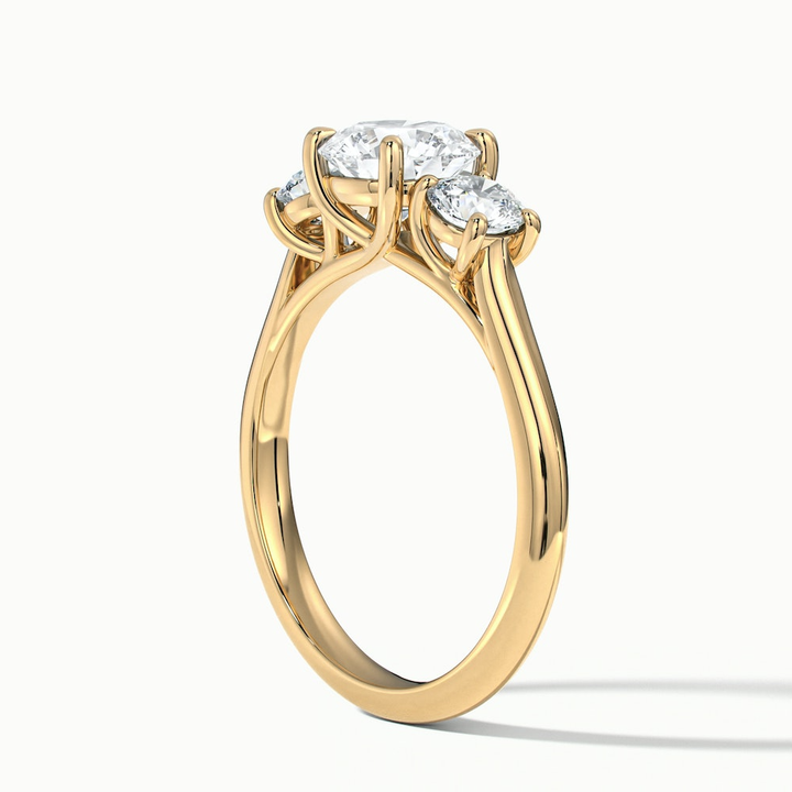 Lyra 3 Carat Round 3 Stone Lab Grown Engagement Ring in 10k Yellow Gold