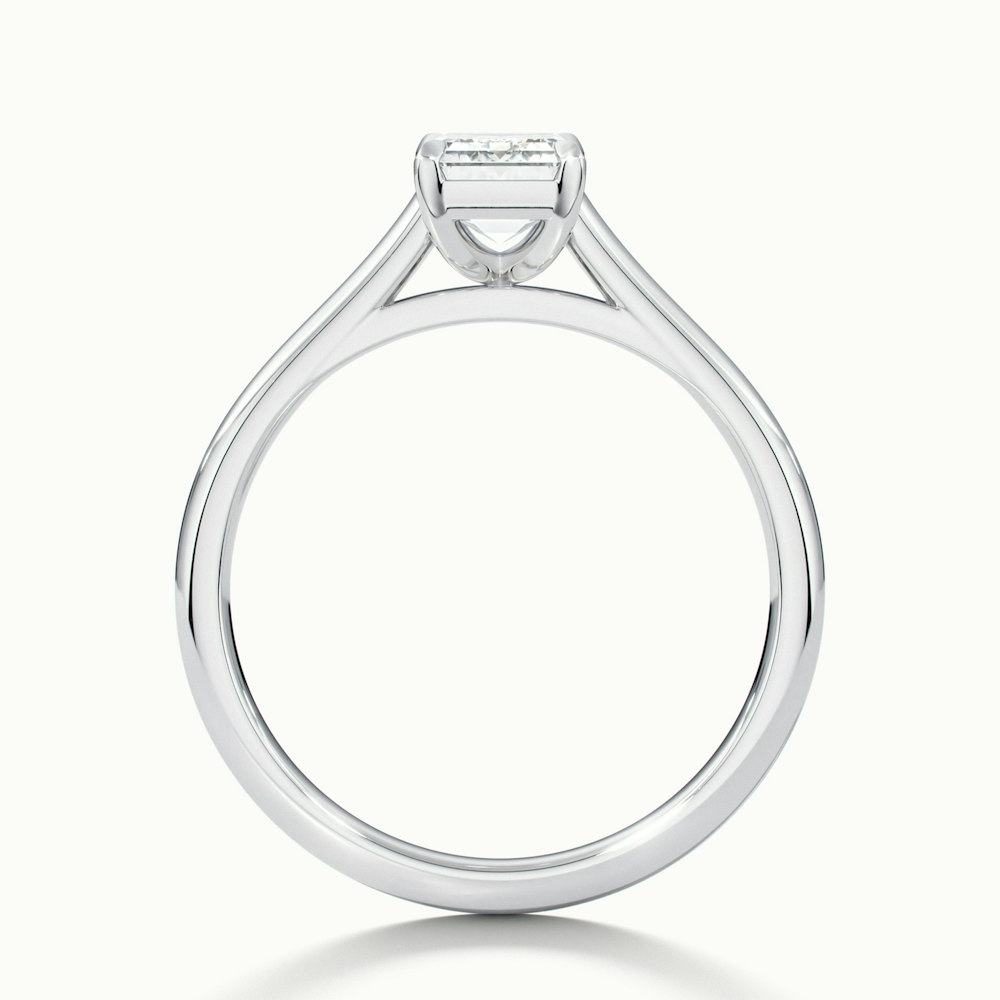 Lea 2 Carat Emerald Cut Solitaire Moissanite Diamond Ring in 18k White Gold