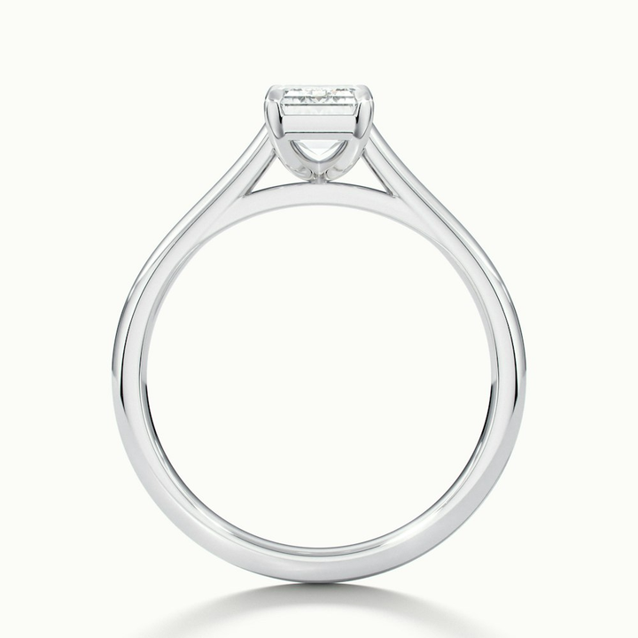 Lea 2 Carat Emerald Cut Solitaire Moissanite Diamond Ring in 10k White Gold