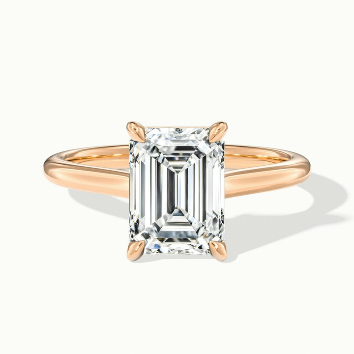 Mary 2 Carat Emerald Cut Solitaire Lab Grown Engagement Ring in 10k Rose Gold
