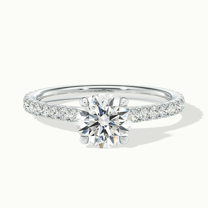 Zola 3 Carat Round Solitaire Scallop Lab Grown Engagement Ring in 10k White Gold