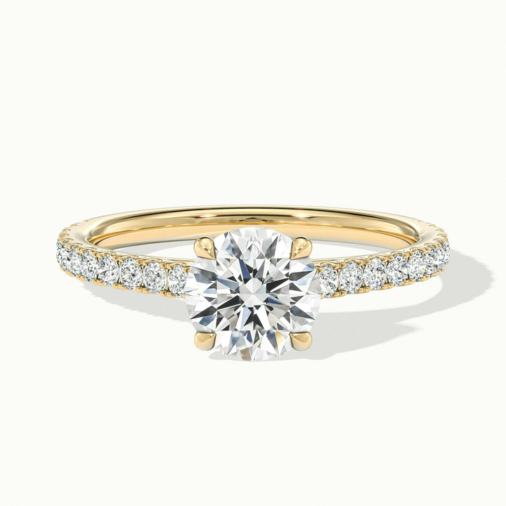 Zola 5 Carat Round Solitaire Scallop Lab Grown Engagement Ring in 14k Yellow Gold