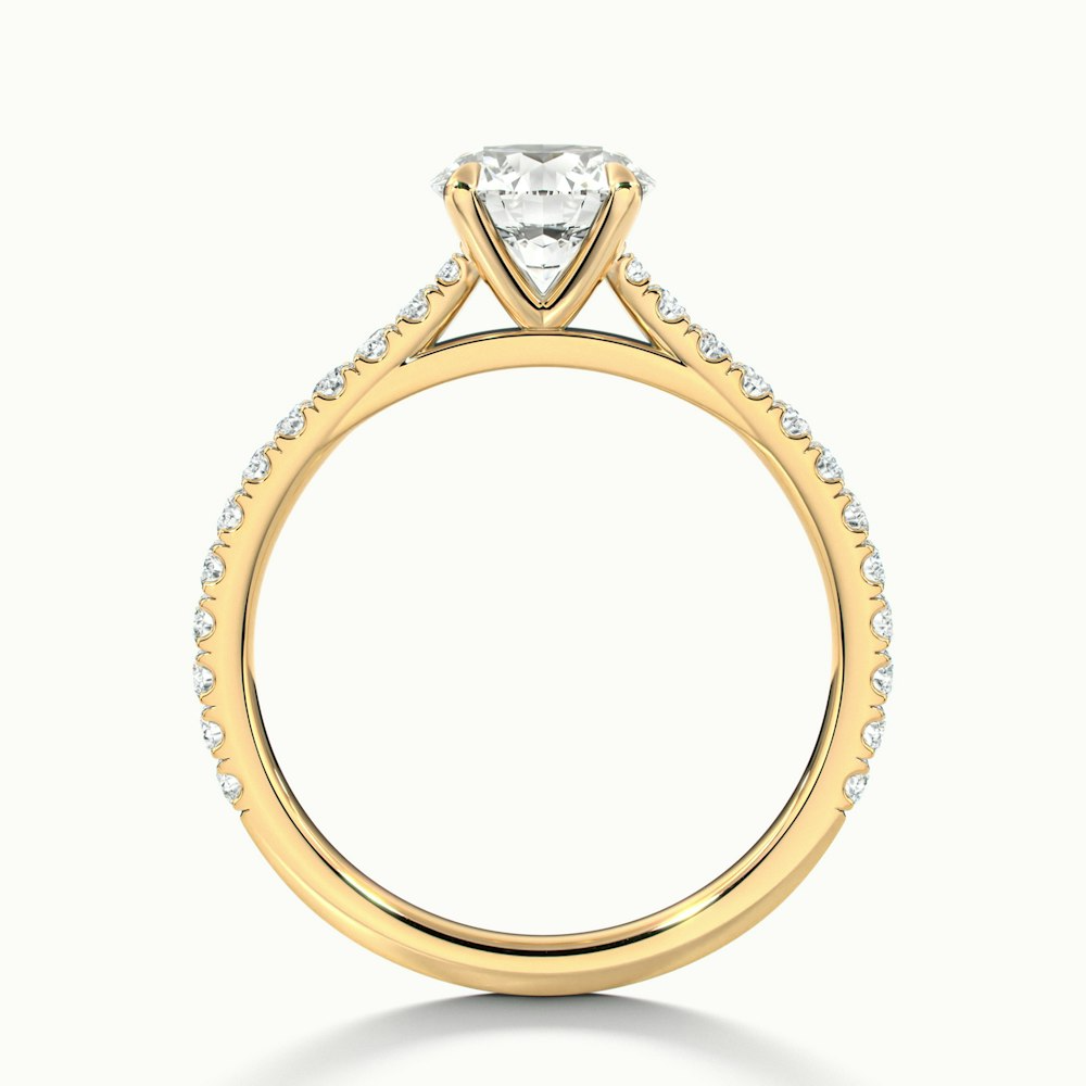Sarah 2.5 Carat Round Solitaire Scallop Moissanite Diamond Ring in 10k Yellow Gold