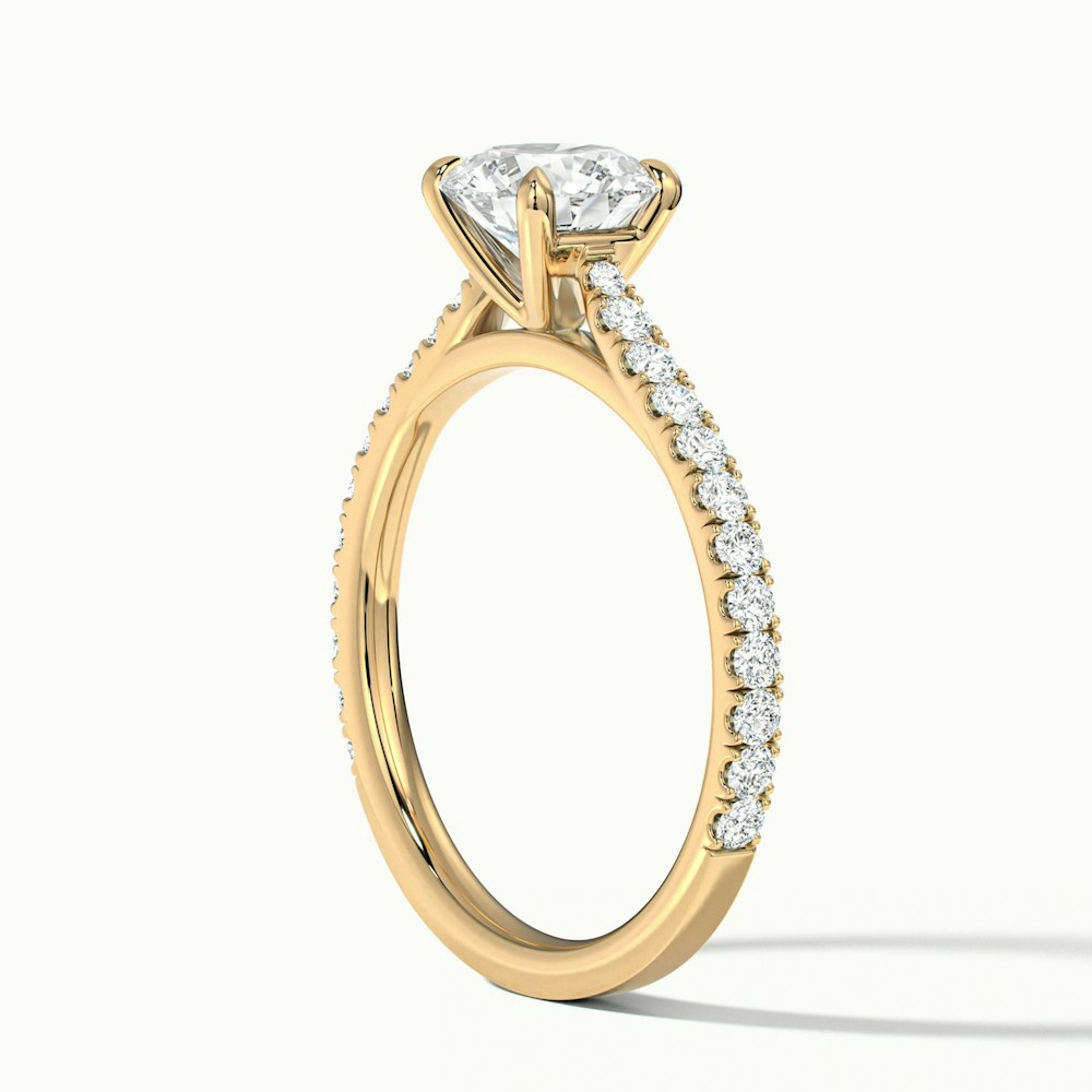Zola 3 Carat Round Solitaire Scallop Lab Grown Engagement Ring in 10k Yellow Gold