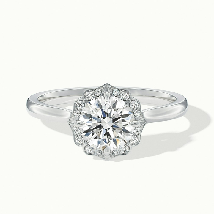 Nyla 1 Carat Round Halo Lab Grown Engagement Ring in 10k White Gold