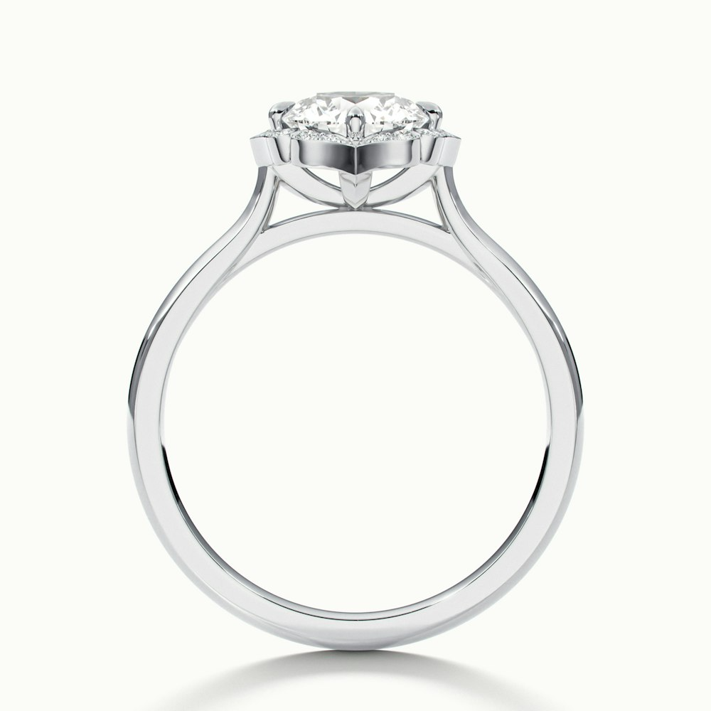 Ruby 5 Carat Round Halo Moissanite Diamond Ring in 14k White Gold