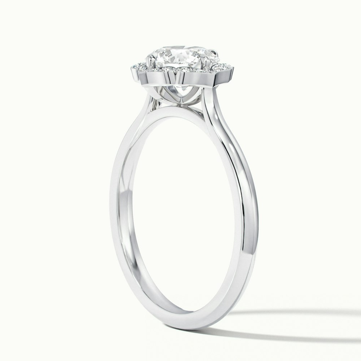 Nyla 3 Carat Round Halo Lab Grown Engagement Ring in 18k White Gold