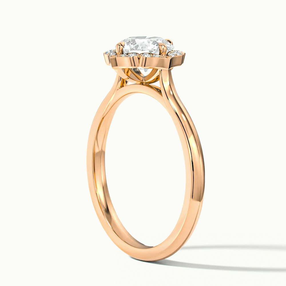 Ruby 1 Carat Round Halo Moissanite Diamond Ring in 10k Rose Gold