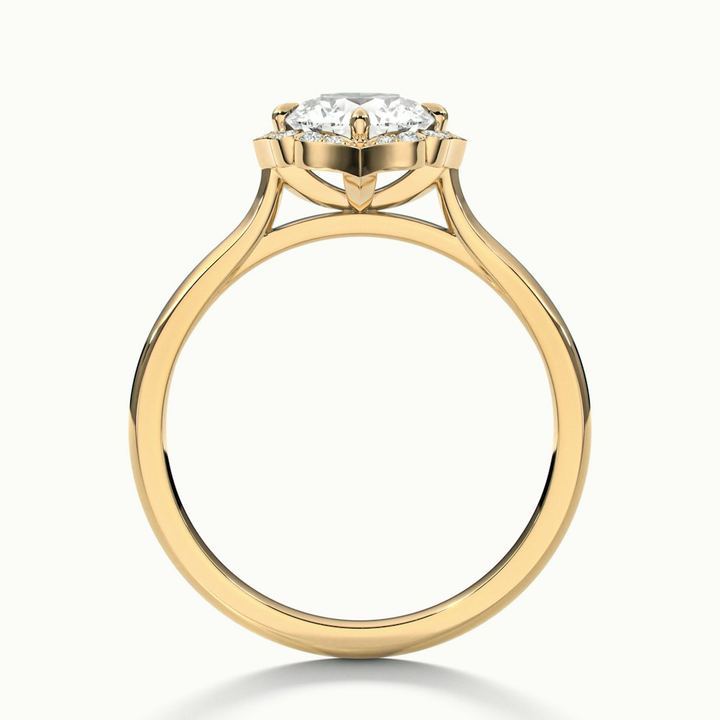 Ruby 3.5 Carat Round Halo Moissanite Diamond Ring in 14k Yellow Gold