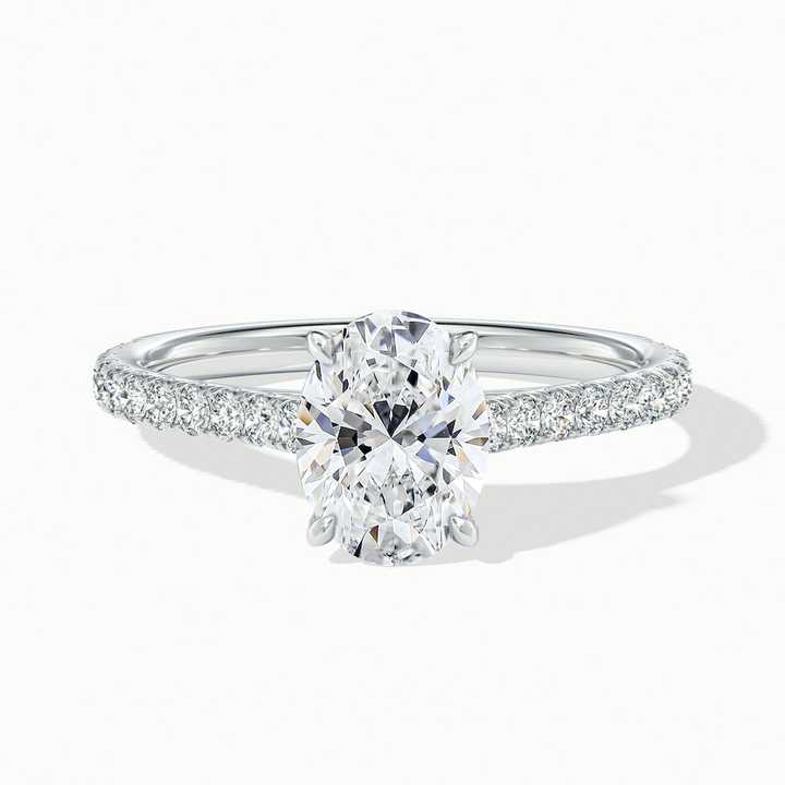 Diana 4 Carat Oval Solitaire Scallop Moissanite Diamond Ring in 10k White Gold