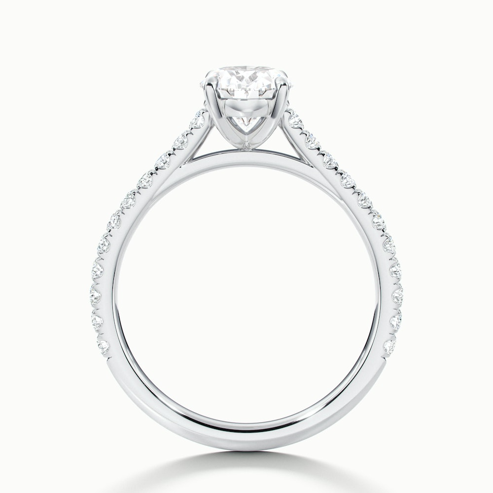 Zoe 1.5 Carat Oval Solitaire Scallop Lab Grown Engagement Ring in 10k White Gold