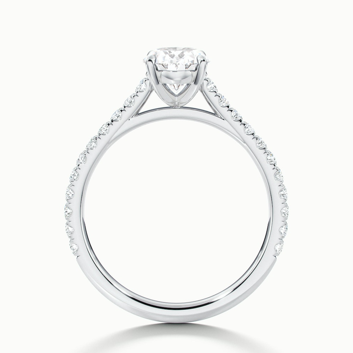 Zoe 4 Carat Oval Solitaire Scallop Lab Grown Engagement Ring in 10k White Gold