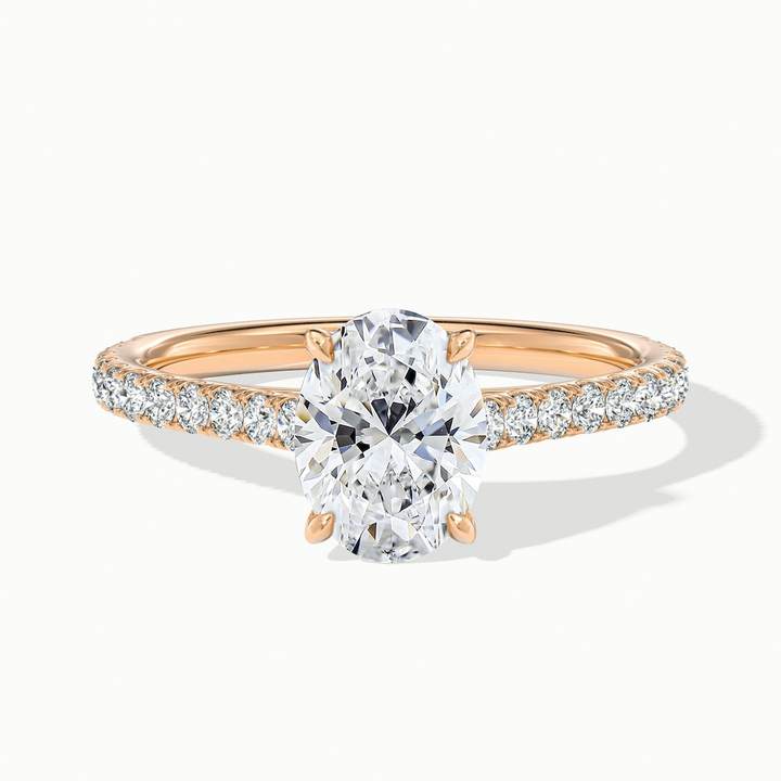 Diana 3 Carat Oval Solitaire Scallop Moissanite Diamond Ring in 18k Rose Gold