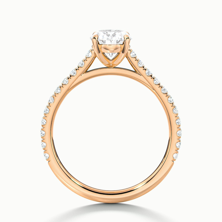 Zoe 2 Carat Oval Solitaire Scallop Lab Grown Engagement Ring in 14k Rose Gold
