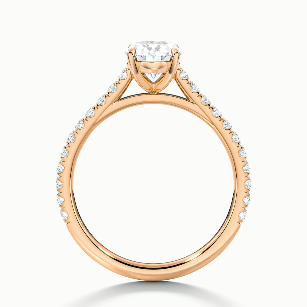 Zoe 4 Carat Oval Solitaire Scallop Lab Grown Engagement Ring in 14k Rose Gold