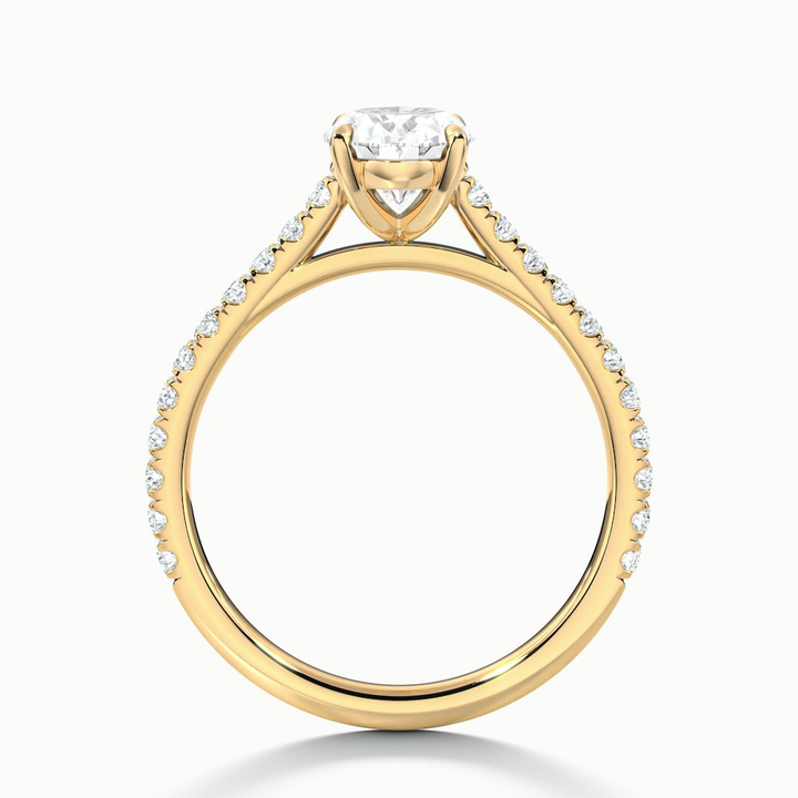 Zoe 5 Carat Oval Solitaire Scallop Lab Grown Engagement Ring in 14k Yellow Gold