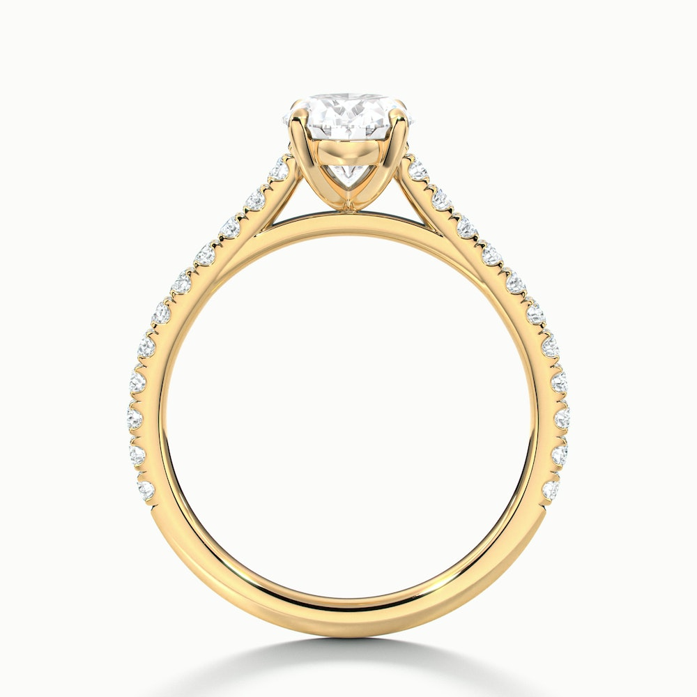 Diana 1 Carat Oval Solitaire Scallop Moissanite Diamond Ring in 14k Yellow Gold