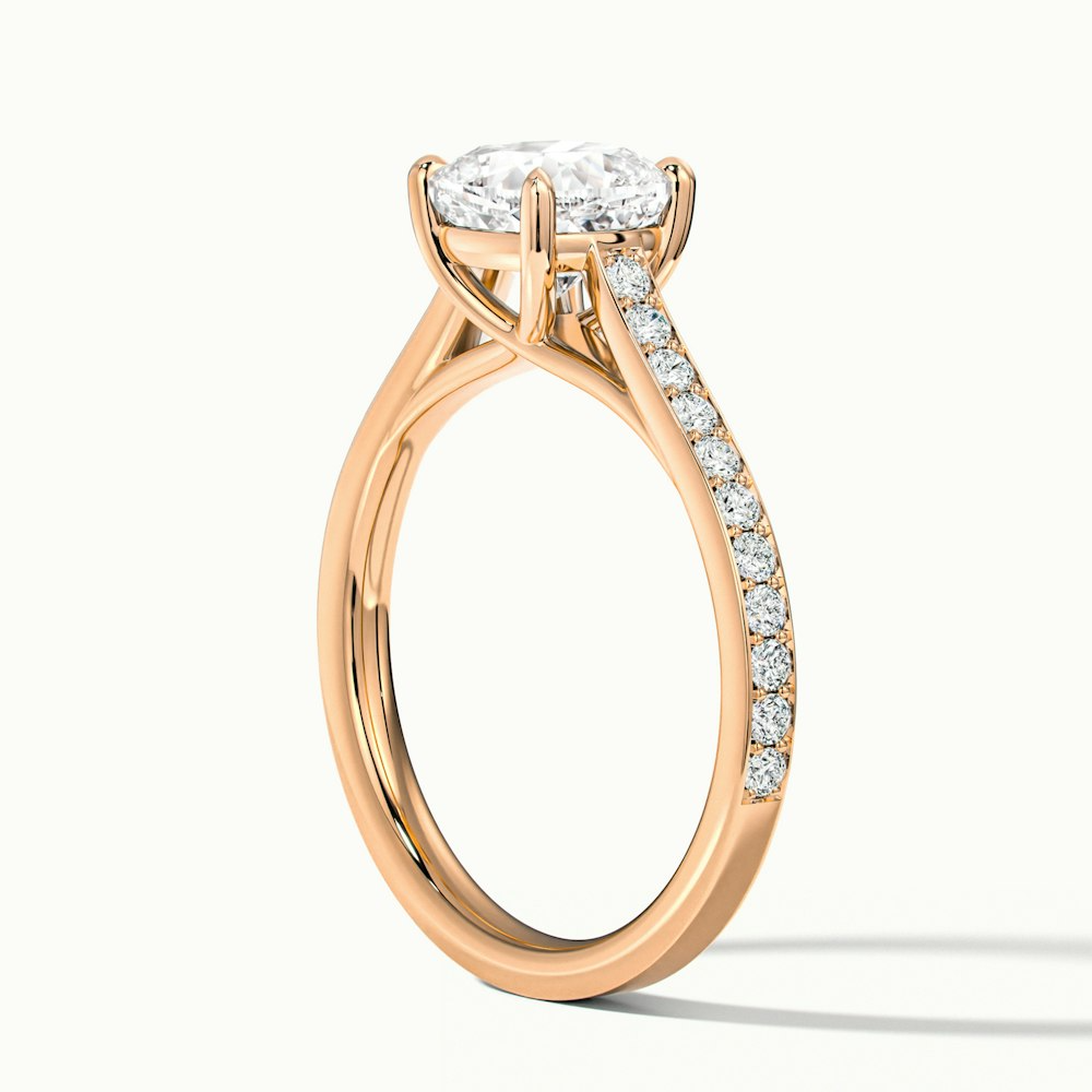 Nina 1 Carat Cushion Cut Solitaire Pave Moissanite Diamond Ring in 10k Rose Gold