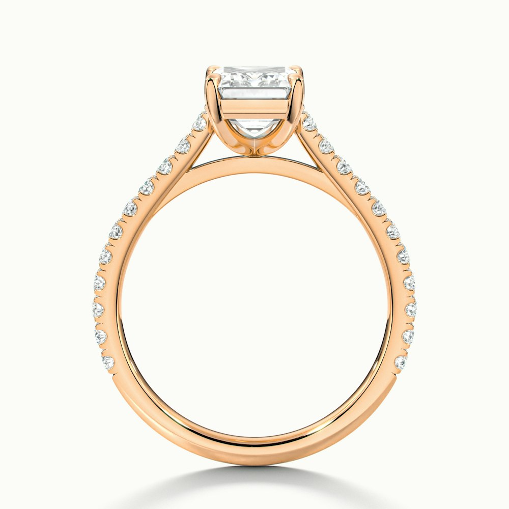 Kira 2 Carat Emerald Cut Solitaire Scallop Lab Grown Engagement Ring in 10k Rose Gold