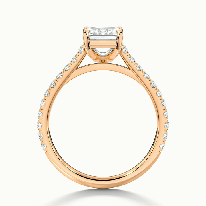Kira 2 Carat Emerald Cut Solitaire Scallop Lab Grown Engagement Ring in 14k Rose Gold