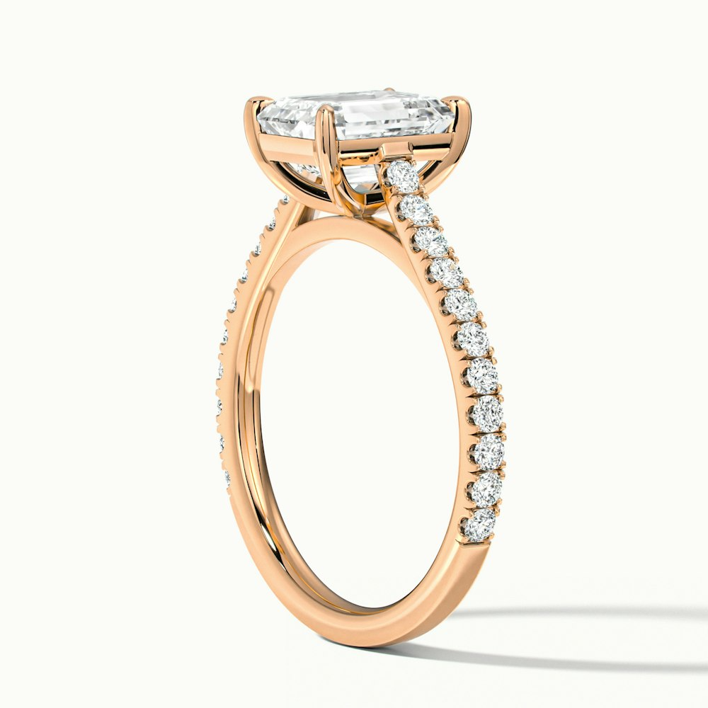 Kira 2 Carat Emerald Cut Solitaire Scallop Lab Grown Engagement Ring in 10k Rose Gold