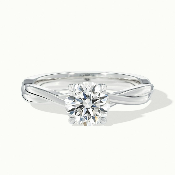 Lucy 2 Carat Round Solitaire Moissanite Diamond Ring in 18k White Gold