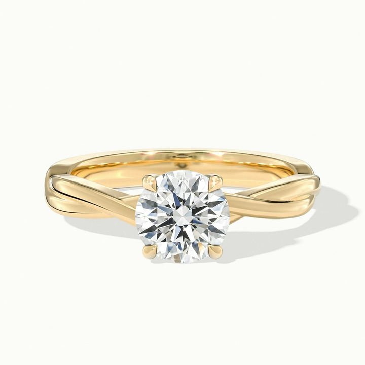 Zoya 3 Carat Round Solitaire Lab Grown Engagement Ring in 10k Yellow Gold