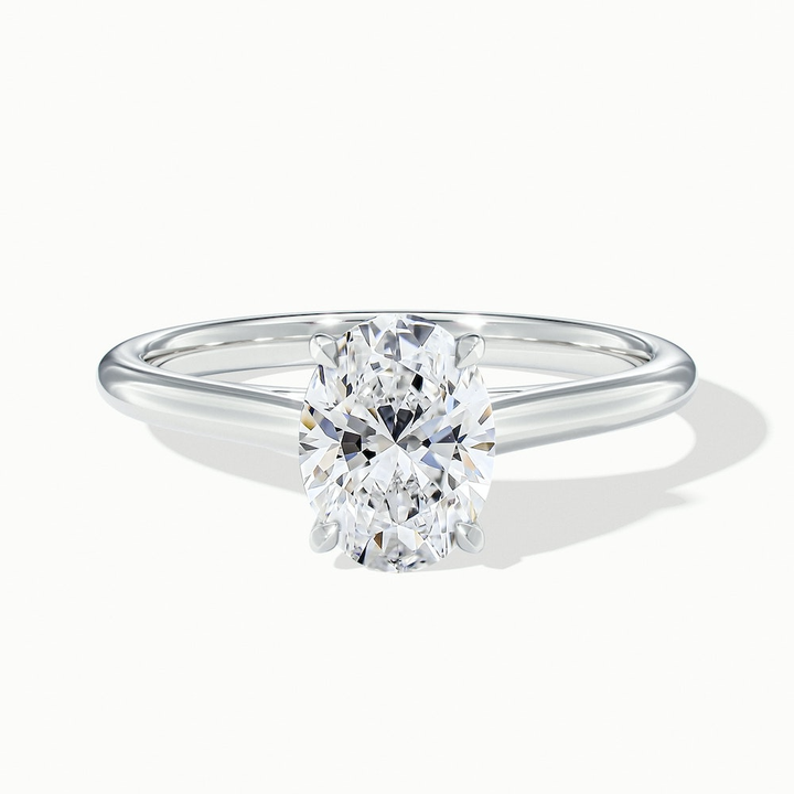 Love 1 Carat Oval Solitaire Moissanite Diamond Ring in 10k White Gold