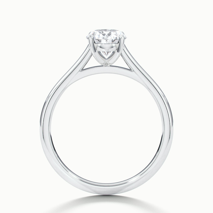 Rose 3 Carat Oval Solitaire Lab Grown Engagement Ring in 10k White Gold