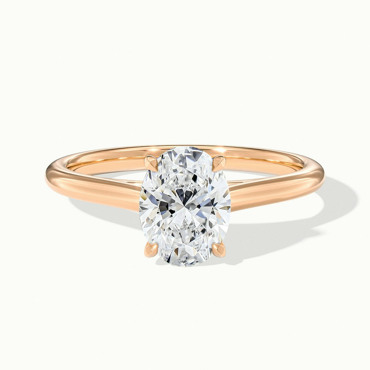 Love 4 Carat Oval Solitaire Moissanite Diamond Ring in 14k Rose Gold