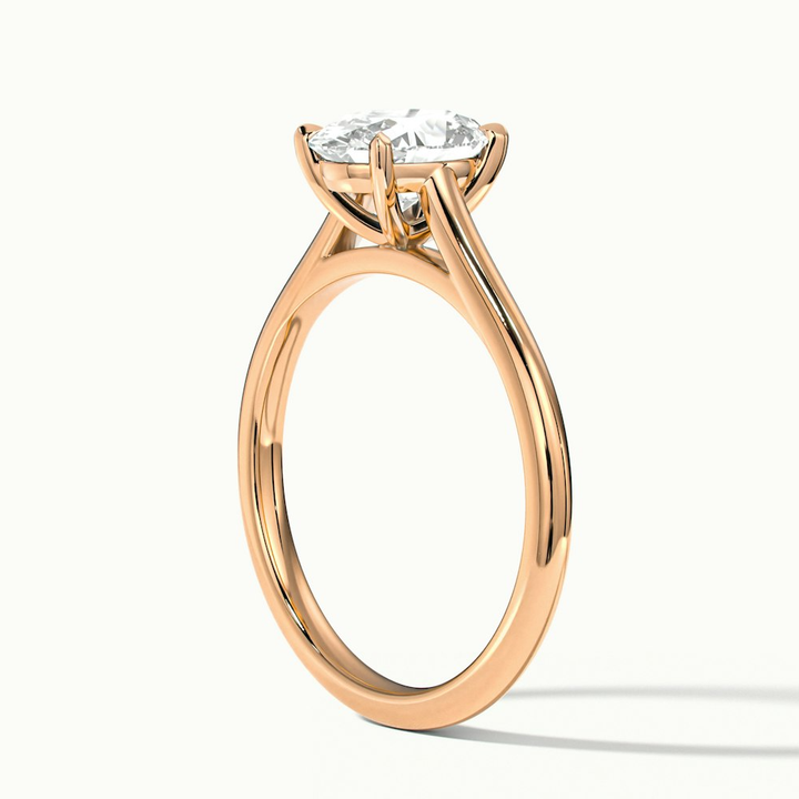Rose 1 Carat Oval Solitaire Lab Grown Engagement Ring in 14k Rose Gold