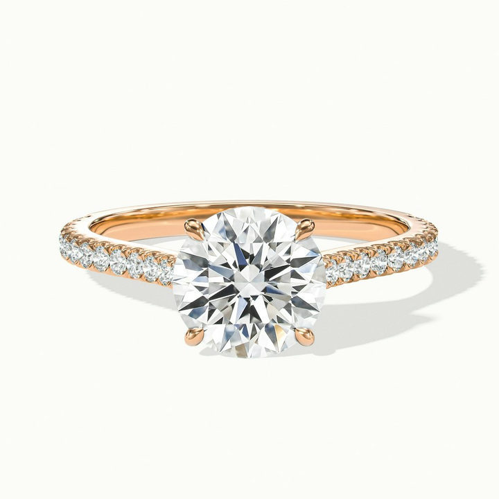 Riva 2 Carat Round Solitaire Scallop Lab Grown Engagement Ring in 10k Rose Gold