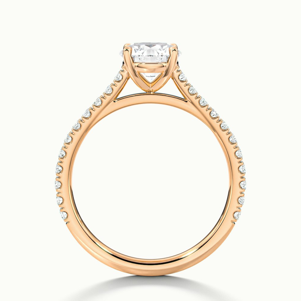 Lilly 1 Carat Round Solitaire Scallop Moissanite Diamond Ring in 10k Rose Gold