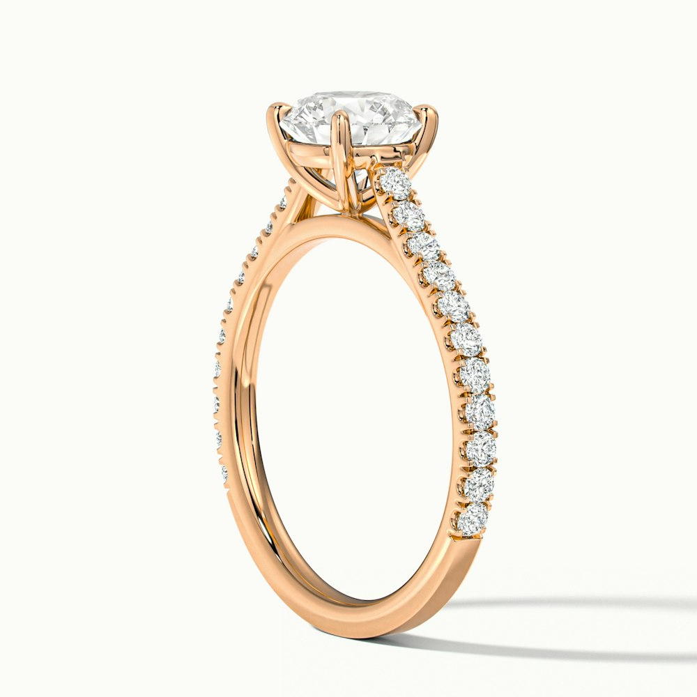 Lilly 1 Carat Round Solitaire Scallop Moissanite Diamond Ring in 10k Rose Gold