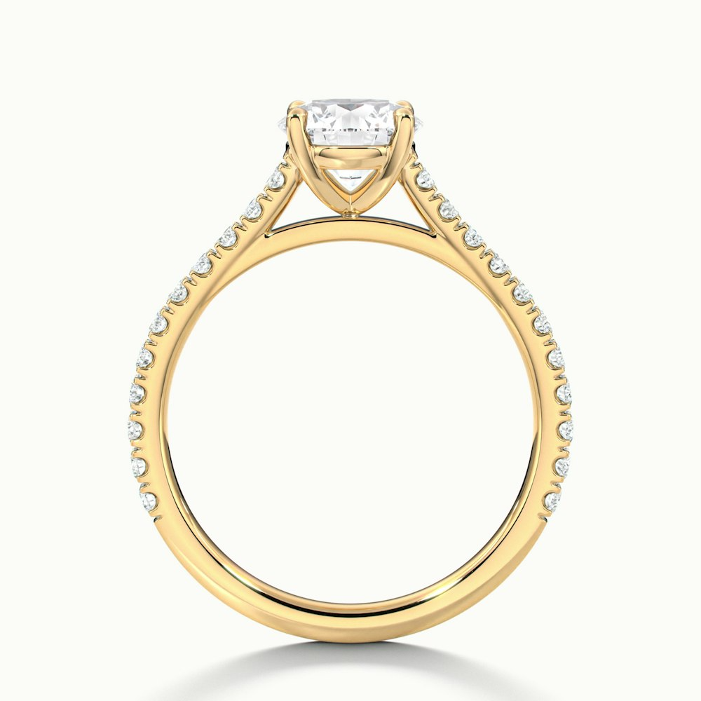Riva 3 Carat Round Solitaire Scallop Lab Grown Engagement Ring in 10k Yellow Gold