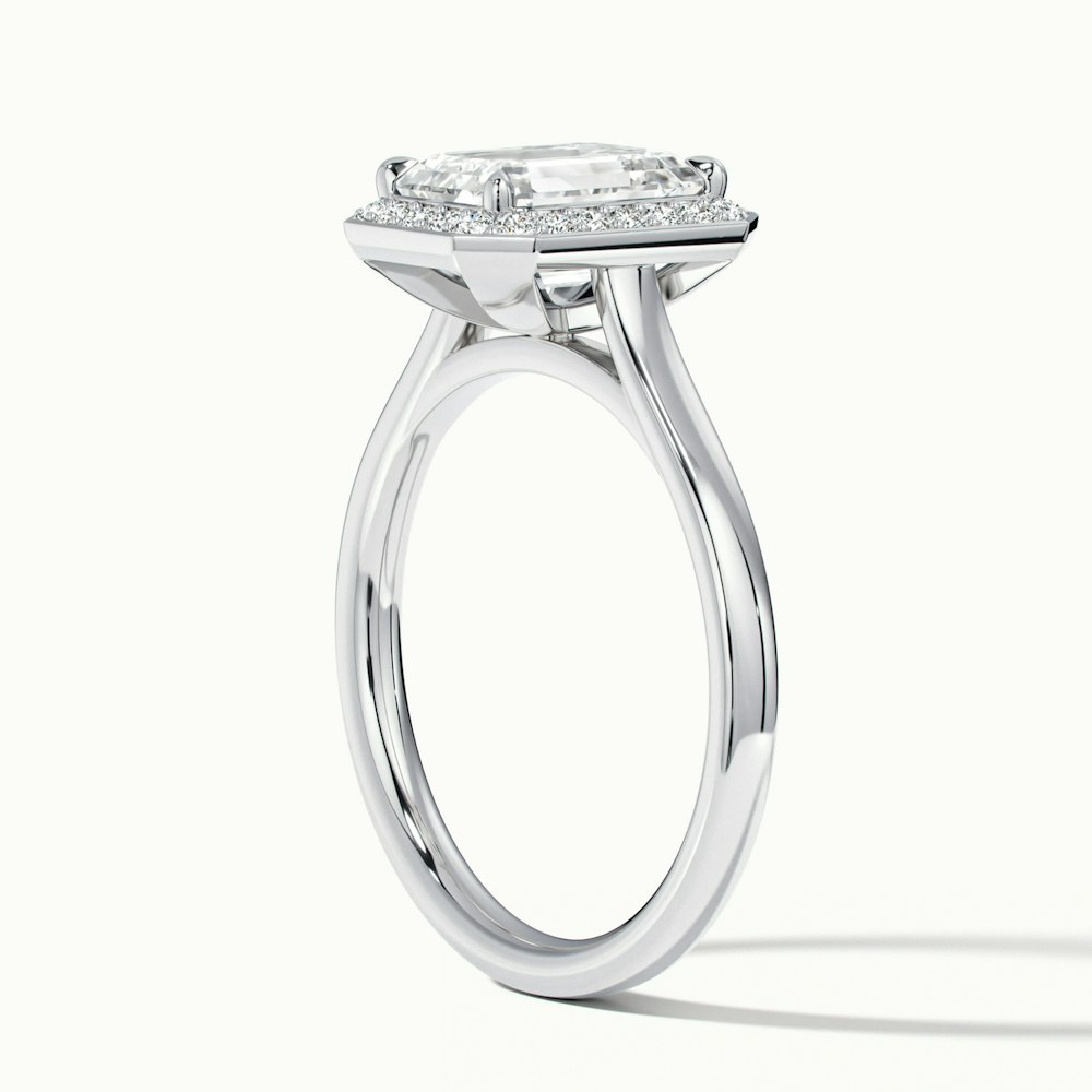 Ila 1 Carat Emerald Cut Halo Lab Grown Engagement Ring in 10k White Gold