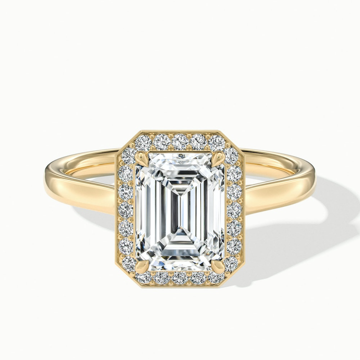 Ila 3 Carat Emerald Cut Halo Lab Grown Engagement Ring in 10k Yellow Gold