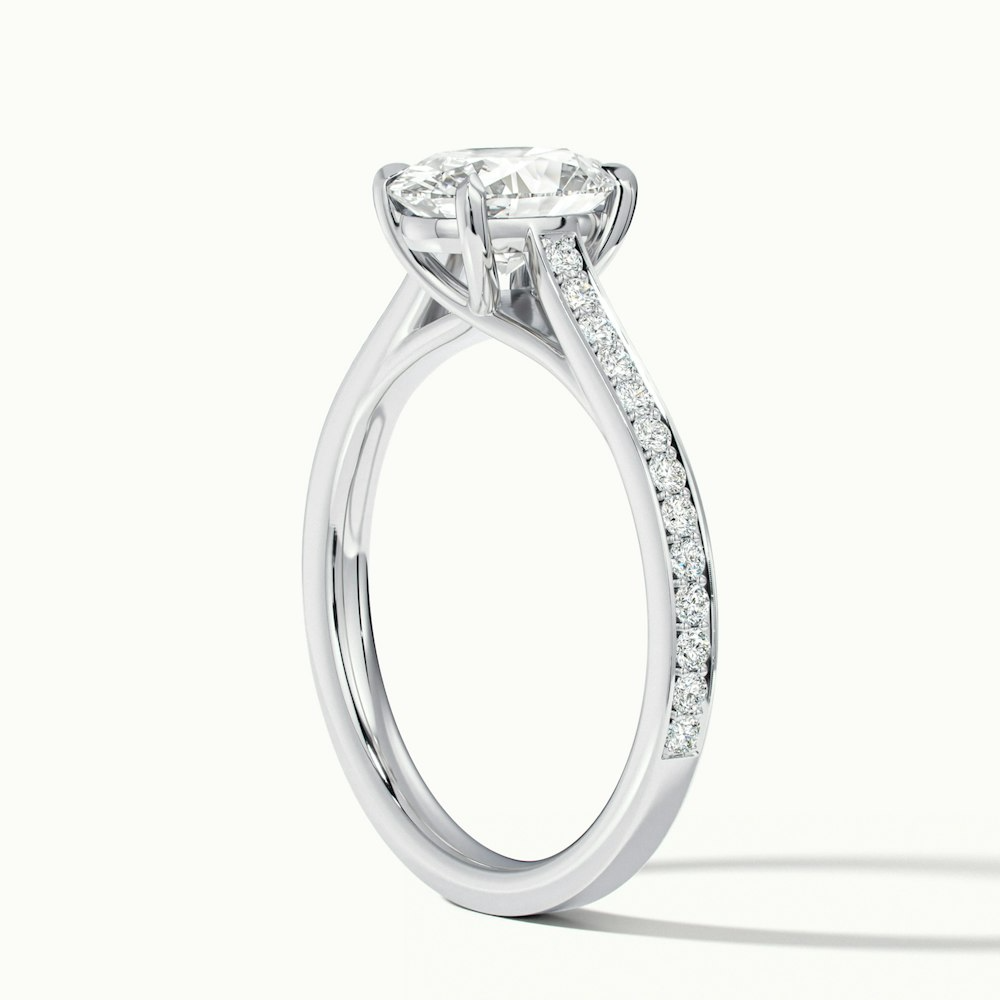 Sky 3 Carat Oval Cut Solitaire Pave Lab Grown Engagement Ring in 10k White Gold