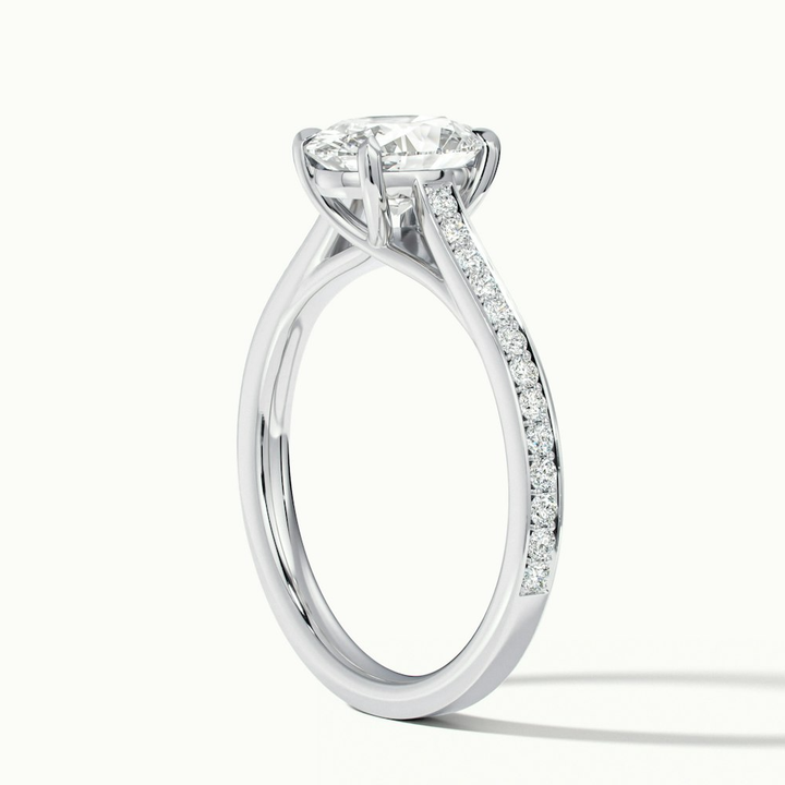 Carla 3 Carat Oval Cut Solitaire Pave Moissanite Diamond Ring in 10k White Gold