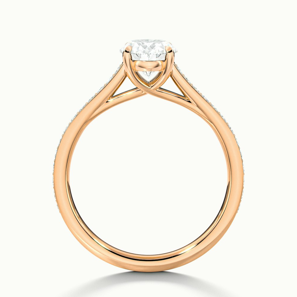 Carla 4 Carat Oval Cut Solitaire Pave Moissanite Diamond Ring in 14k Rose Gold