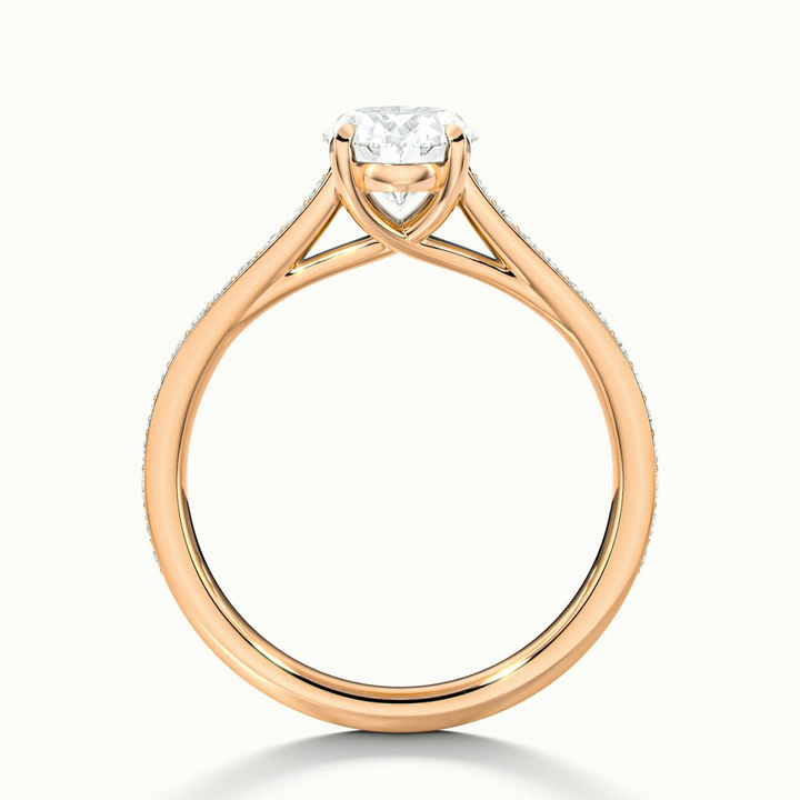 Sky 4 Carat Oval Cut Solitaire Pave Lab Grown Engagement Ring in 14k Rose Gold