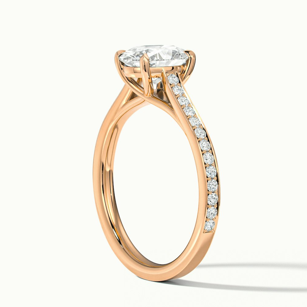 Sky 1 Carat Oval Cut Solitaire Pave Lab Grown Engagement Ring in 10k Rose Gold