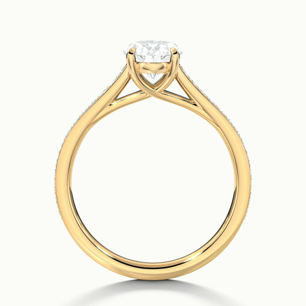 Sky 3 Carat Oval Cut Solitaire Pave Lab Grown Engagement Ring in 10k Yellow Gold