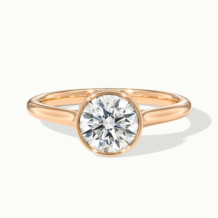Angel 2 Carat Round Bezel Set Moissanite Diamond Ring in 10k Rose Gold