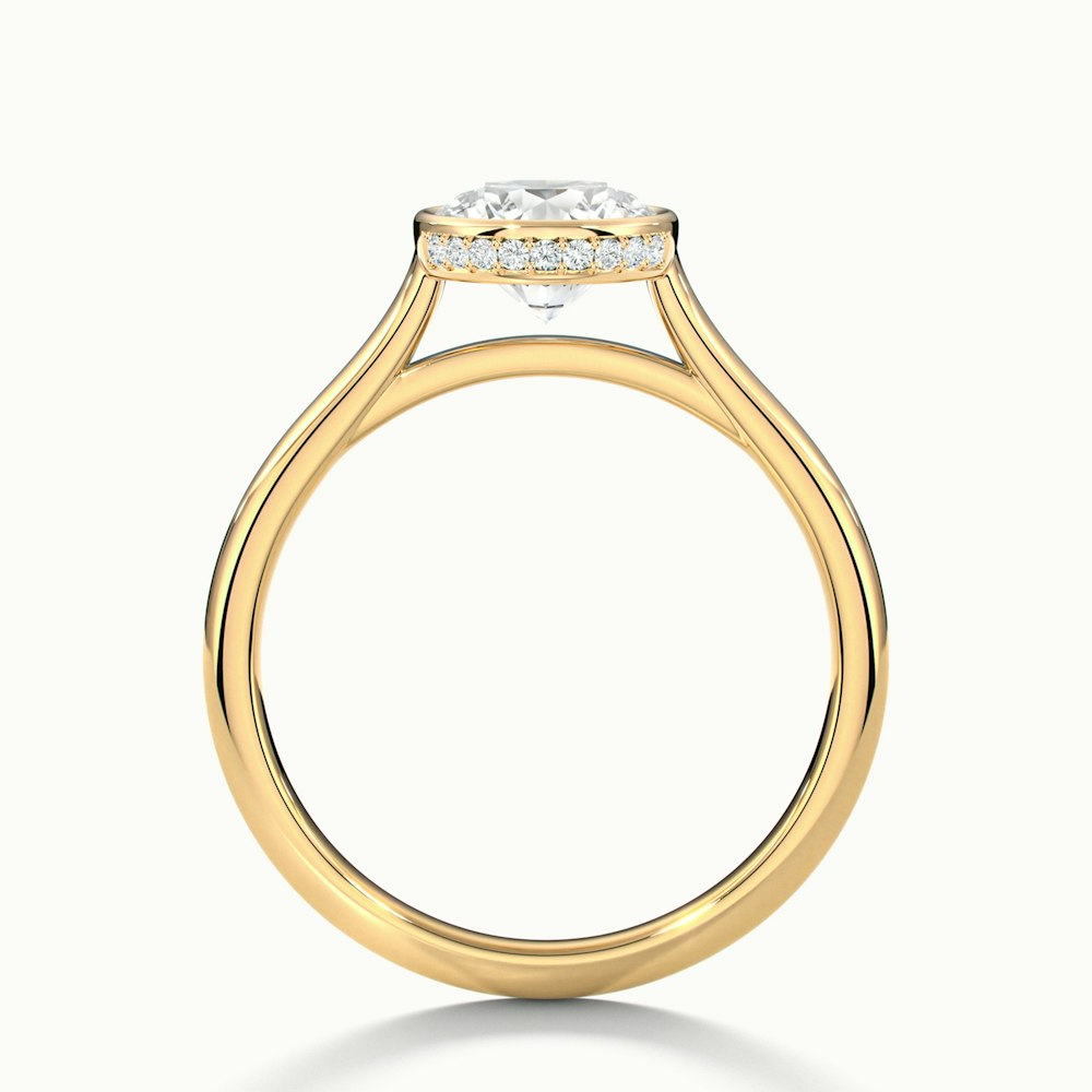 Angel 3 Carat Round Bezel Set Moissanite Diamond Ring in 10k Yellow Gold