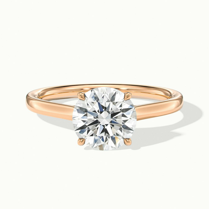 Anaya 3 Carat Round Cut Solitaire Moissanite Diamond Ring in 18k Rose Gold
