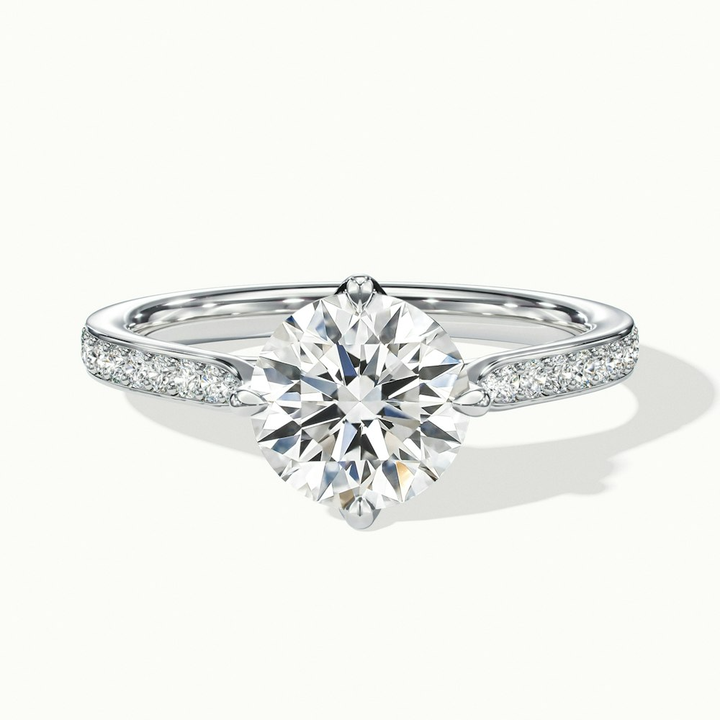 Anna 3 Carat Round Solitaire Pave Lab Grown Engagement Ring in 10k White Gold