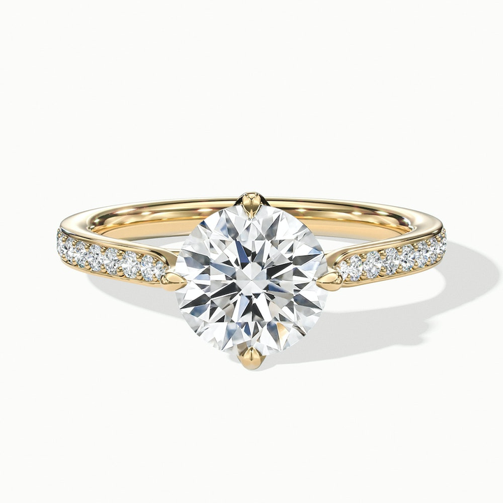 Anna 1.5 Carat Round Solitaire Pave Lab Grown Engagement Ring in 10k Yellow Gold