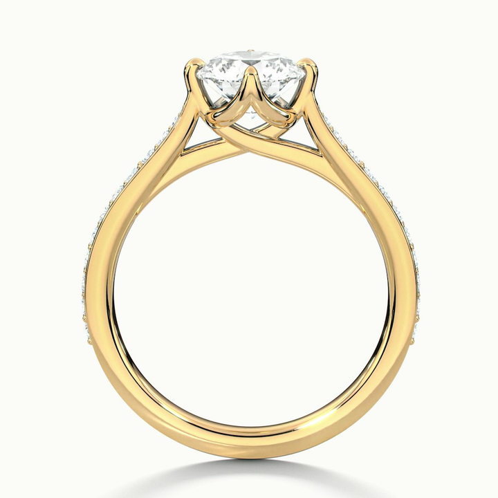 Anna 5 Carat Round Solitaire Pave Lab Grown Engagement Ring in 14k Yellow Gold